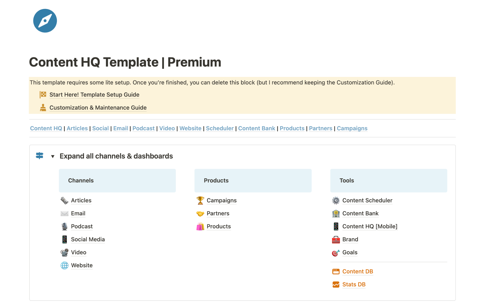 Screenshot of Mel Lee-Smith's premium Notion content calendar template.